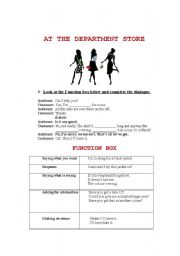 English worksheet: At the department store