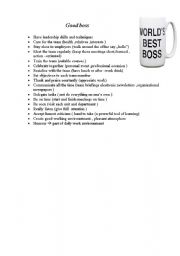 English worksheet: good boss