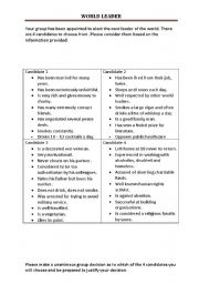 English Worksheet: WORLD LEADER