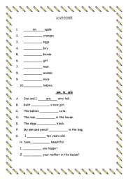 English Worksheet: A/AN/SOME
