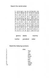 English worksheet: Family wordsearch