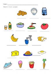 English Worksheet: food