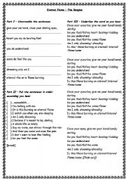 English Worksheet: Song - Eternal Flame