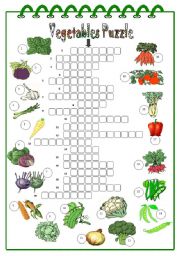 English Worksheet: Vegetables Crossword