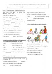 English Worksheet: 8th grade 2011-2012 2nd term 1st exam