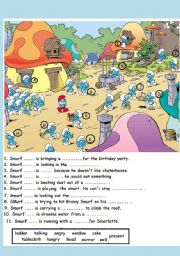 English Worksheet: In the smurfs village