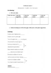 English Worksheet: Dorians - Sleepless nights