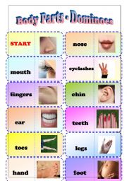 English Worksheet: Body Parts - Domino Game