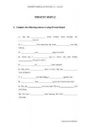 English Worksheet: Present Simple activities