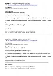 English Worksheet: Video clip from Friends - The one with Ross tan