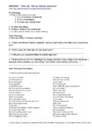 English Worksheet: Video clip from Friends - The one with the cheesecake