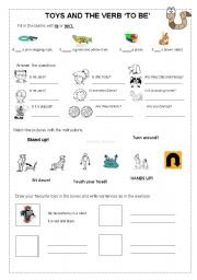 English Worksheet: toys and the verb to be