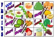 English Worksheet: fruit-snakes and ladders