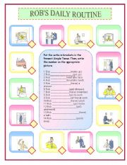 English Worksheet: Present simple and daily routines
