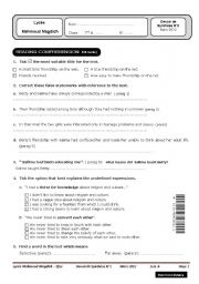 English Worksheet: devoir synthese mars 2012