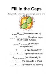 English worksheet: Fill in the Gaps