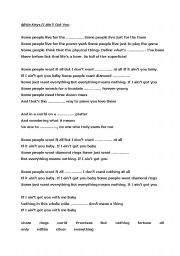 English Worksheet: Alicia Keys/If I Aint Got You Song Worksheet