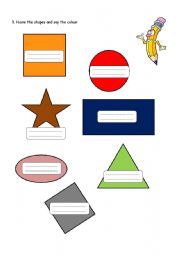 English worksheet: colours shapes