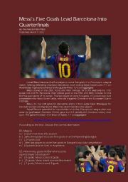 English Worksheet: Messi five goals