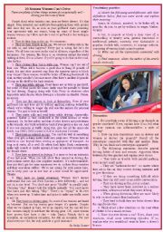 English Worksheet: Who Are Better Drivers - Men or Women