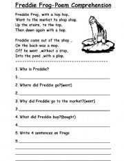 English worksheet: comprehension on frogs 