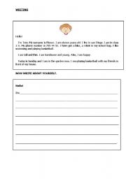 English worksheet: Reading and Writing about yourself