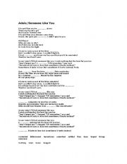 English Worksheet: Adele/Someone Like You Song Worksheet