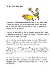 English Worksheet: The boy who cried wolf