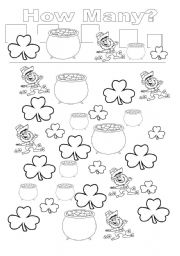 English Worksheet: How many shamrocks?