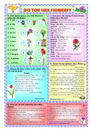 English Worksheet: Do You Like Flowers?