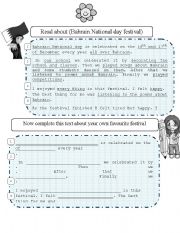 English worksheet: an article about a festival