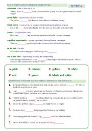 English Worksheet: colour idioms