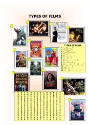 English Worksheet: Types of films