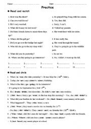 English Worksheet: past simple