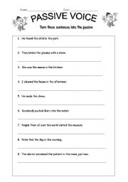 English Worksheet: passive voice