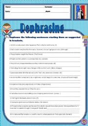 English Worksheet: Rephrasing