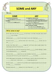 English Worksheet: SOME and ANY