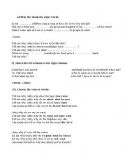 English Worksheet: the song tell me why
