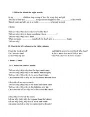 English worksheet: the song tell me why