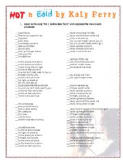 English Worksheet: Song hot n cold by Katy Perry