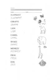 English Worksheet: Dear zoo
