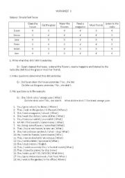 English Worksheet: SIMPLE PAST TENSE