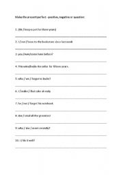 English worksheet: Present perfect