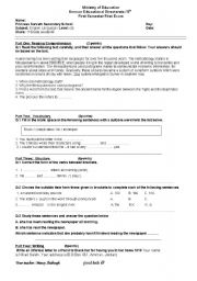 English worksheet: English test for second language learners 