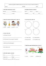 English Worksheet: 4th grade 2011-2012 2nd term 1st exam