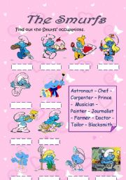 The SMURFs Occupations,  Actions & Feelings (3 pages)
