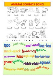 English Worksheet: animal sounds song