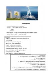 English Worksheet: nuclear energy