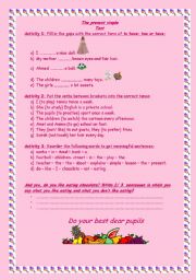 English worksheet: The present simple