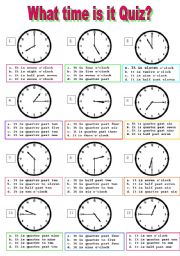 What time is it multiple choice test